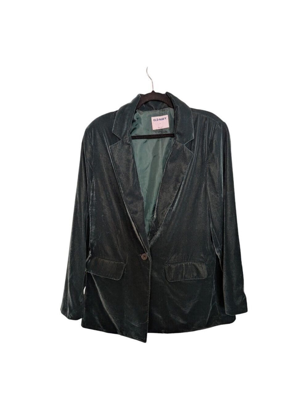Old Navy Velvet Party Jacket Blazer Hunter Green Cotton Large